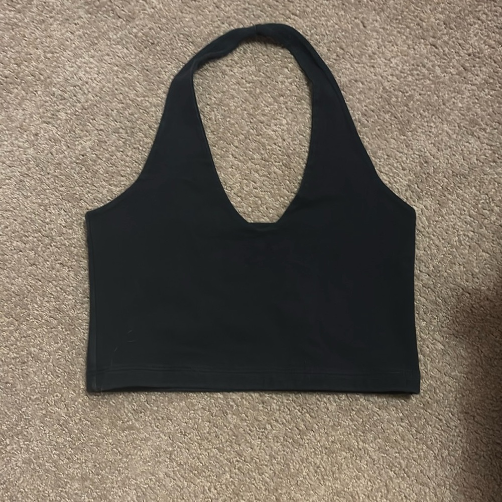 Cute navy halter neck crop top